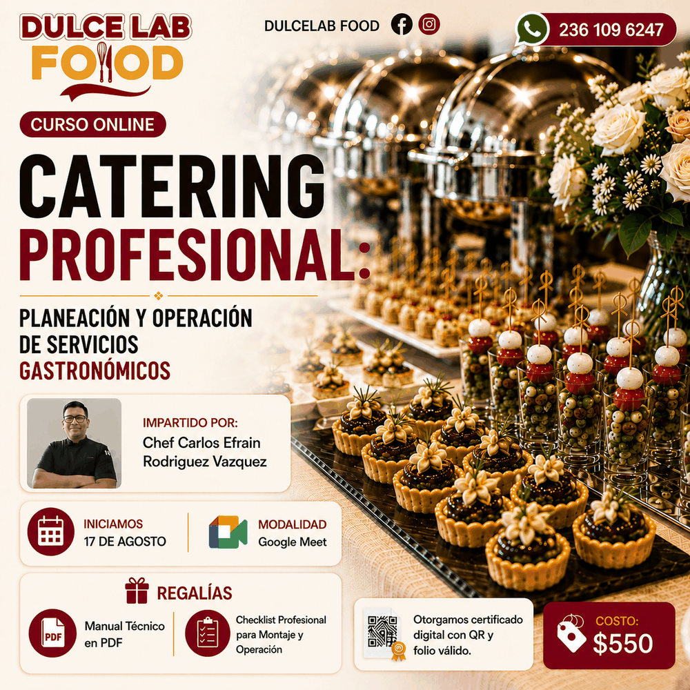 Flyer del curso Catering Profesional: Planeación y Operación de Servicios Gastronómicos