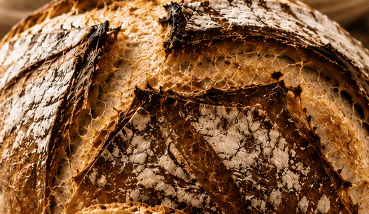 Pan artesanal de masa madre recién horneado